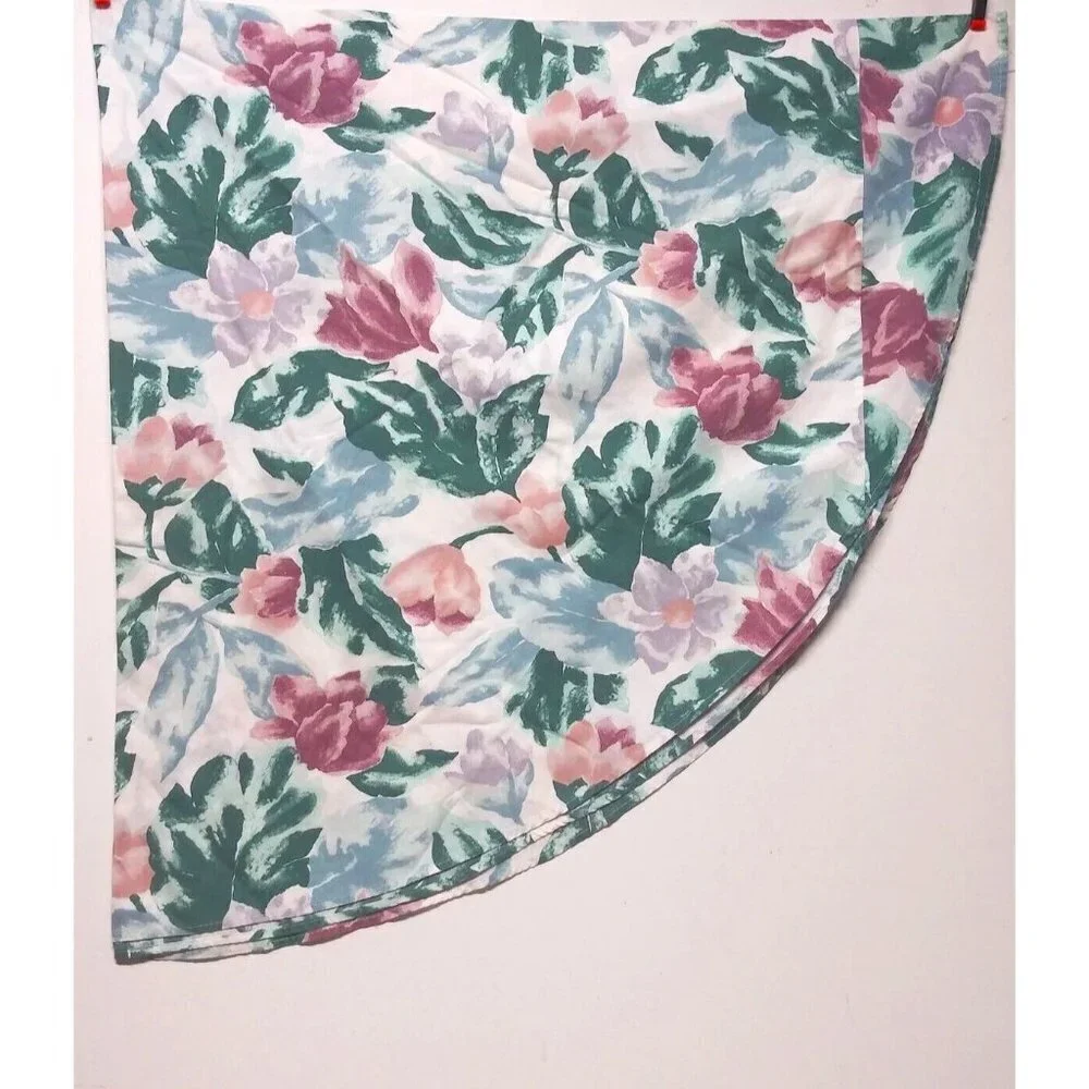 Vintage Round Floral Cotton Fabric Tablecloth 68